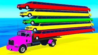 FUNNY LONG CARS Transportation in Spiderman Cartoon for Kids amp Colors for Children Nursery Rhymes [upl. by Amzu]