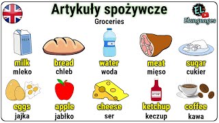 Artykuły spożywcze po angielsku jedzenie  Food drinks and grocery shopping vocabulary in English [upl. by Nosimaj]