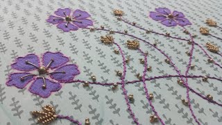 Net embroidery blouse design3D Modif using by net clothNet cloth patch workpatch workMaggam work [upl. by Jeannie165]