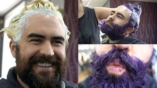 Dyeing My Hair amp Beard Purple  Family Vlog [upl. by Nimsay388]