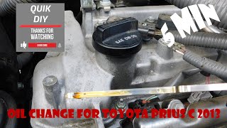 Oil Change Toyota Prius C 2013 and Reset Oil Life do it quick do it right 🤓 [upl. by Rodama941]