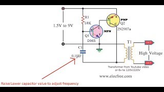 Simple DC to AC Transformer Inverter 17v DC to 58v AC [upl. by Uile]