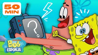 Bob Esponja  Tudo o que o Bob Esponja Assiste na TV 📺  50 Minutos  Bob Esponja em Português [upl. by Nomaj]