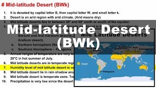 Koppen Scheme  Mid latitude Desert BWk  UPSC IAS Geography [upl. by Waldo]