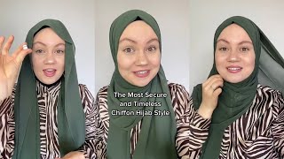 The Easiest Most Secure and Timeless Chiffon Hijab Style Step by Step Tutorial [upl. by Adams]