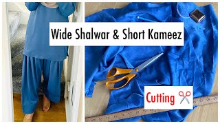 How to Design Trendy Wide Shalwar Kameezcuttingstep by stepvery easy method [upl. by Melgar]