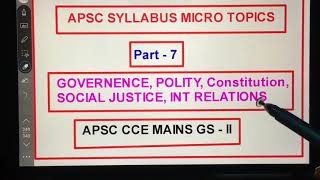 Apsc Syllabus Micro Topics  Part 7  Apsc Mains GSII  Indian Polity [upl. by Franciska231]