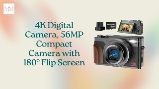 4K Digital Camera 56MP Compact Camera with 180° Flip Screen  Market Mingle [upl. by Llenhoj841]