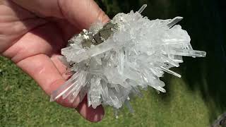 Clear Quartz with Pyrite Cluster from Andes Mountain Peru  Natures Fun With Crystal Creations [upl. by Jordan149]