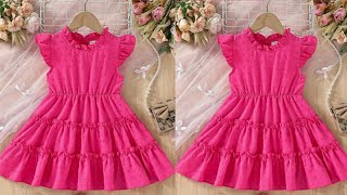 3 layered baby frock cutting and stitching56 year old girl dress design [upl. by Orland145]