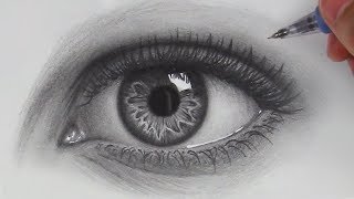 How to Draw Hyper Realistic Eyes  Step by Step [upl. by Inattirb]