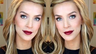 Fall Makeup Bold Lips  Lashes Tutorial  LeighAnnSays [upl. by Nhguahs]