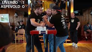 BERSERKER ARMWRESTLING  Knut LIVERØD VS Niklas ASPEVOLD  Leftarm supermatch bets of 5 [upl. by Ayama132]