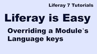 Liferay Tutorial 13  Overriding a module’s language keys [upl. by Chemar877]