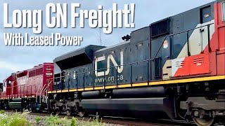 West of Cornwall ON Long CN Freight  Whole Train railways canadiannational trains railfan [upl. by Etiam]