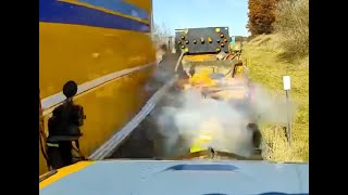 Road Worker Narrowly Dodges Truck on New York Highway [upl. by Theodor210]