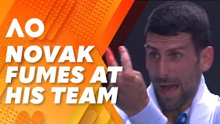 Novak Djokovic blows up and YELLS at his own team 2024 Australian Open  Wide World of Sports [upl. by Assetal]