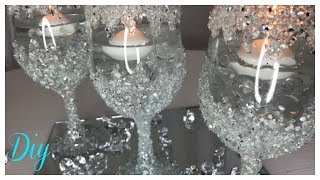 DIY CRUSHED GLASS CENTERPIECE 💍 BLING WEDDING SERIES [upl. by Aniret25]