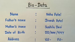 Biodata format  How to write biodataResume  Biodata kaise banaye [upl. by Ahsaya764]